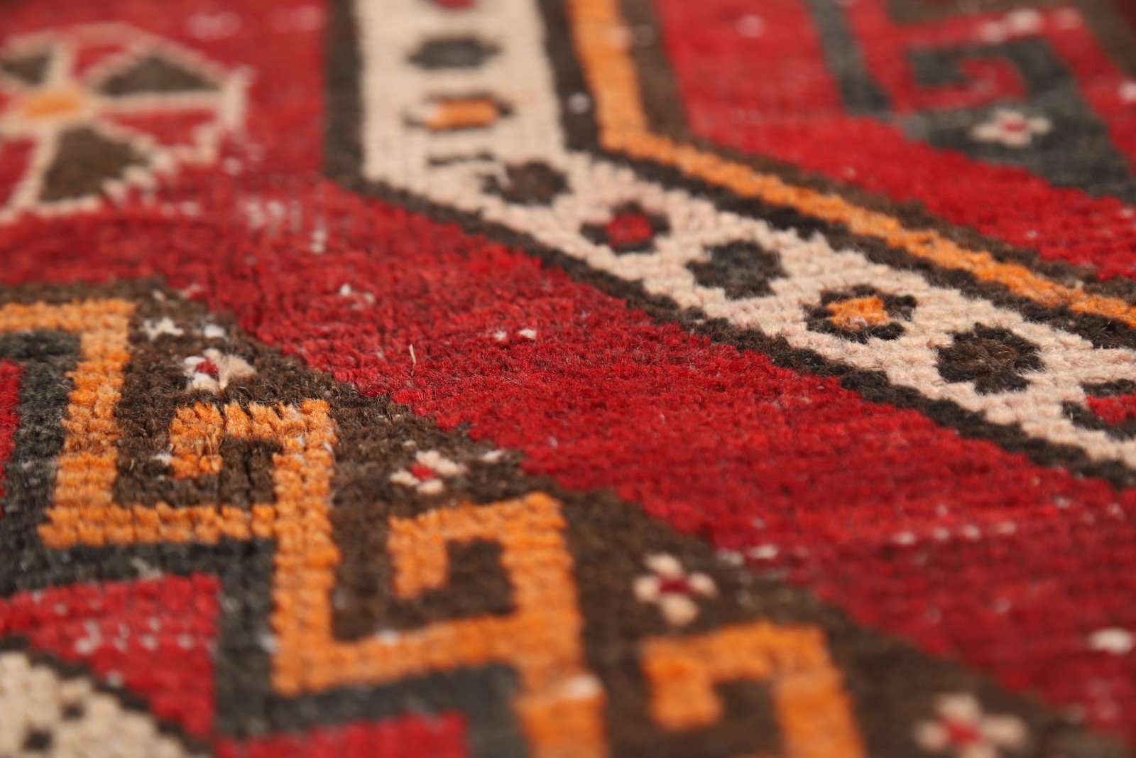 Red Geometric Tribal Area Rug 5×10 Hand-knotted Nomadic Vintage Wool Carpet