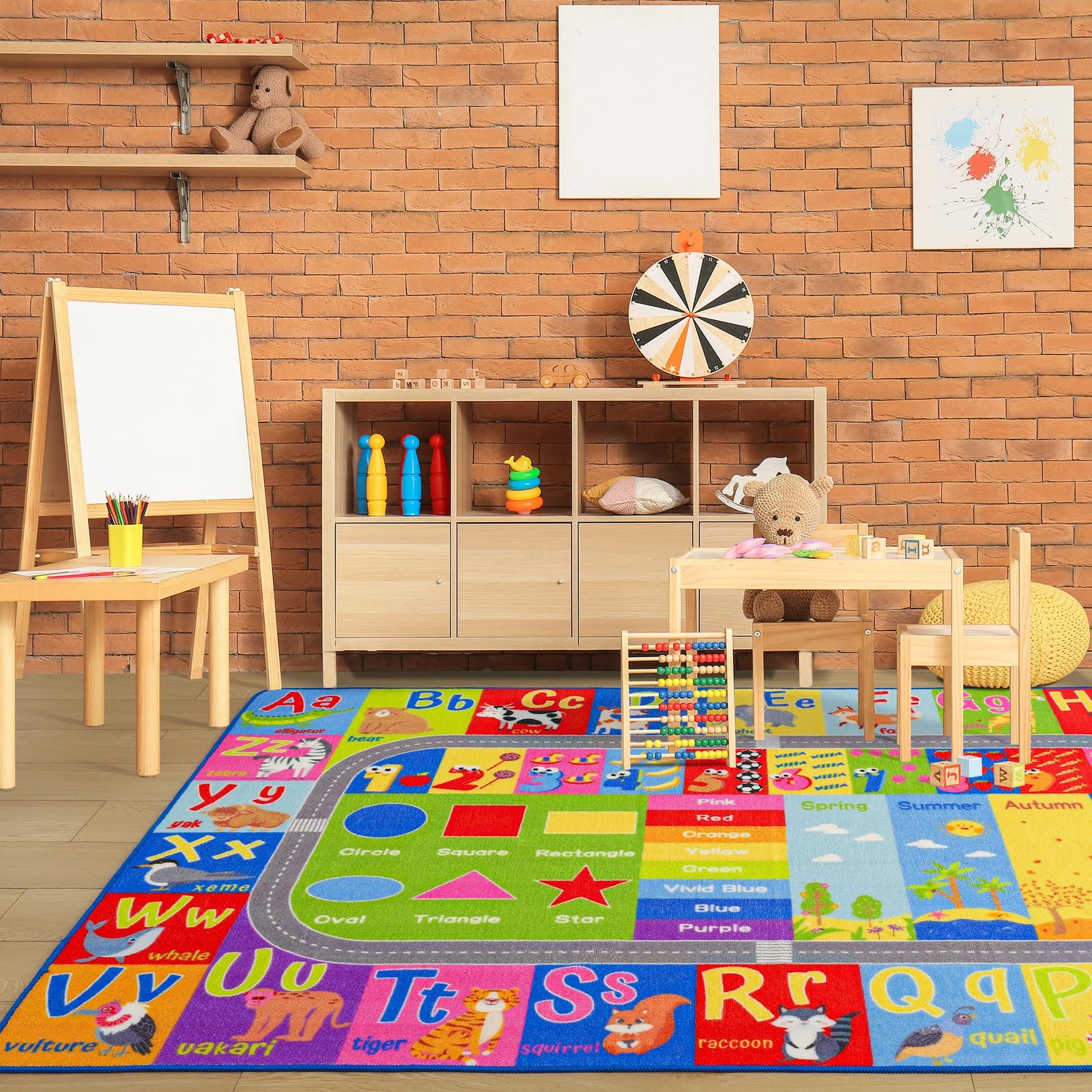 Kids Rug 3×5 Washable ABC Alphabet Numbers Playroom Classroom – Fun Learning