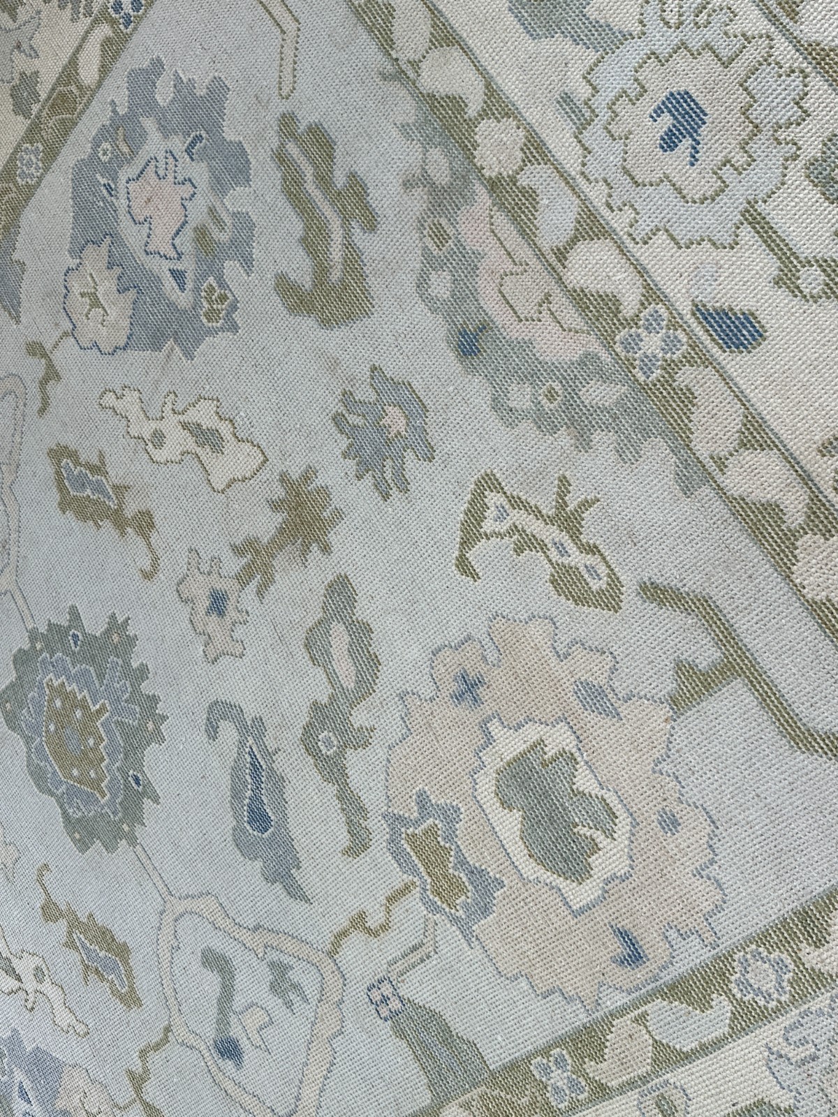 Green Blue Hand Knotted Oushak Rug Turkish Wool Area Carpet For Living Room 8×10