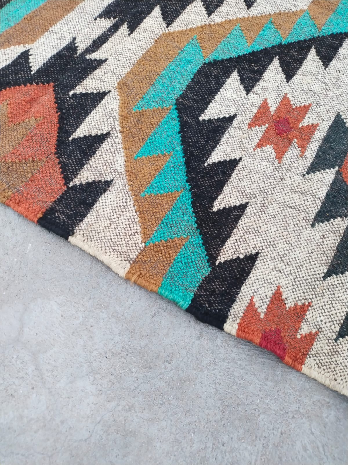 Handwoven Wool Jute Kilim Rug – Boho Area Rug, Rustic Living Room Carpet, Natura