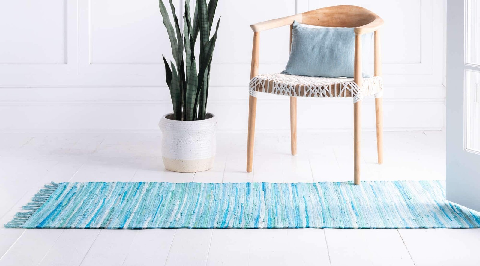 Chindi Cotton Collection Soft Hand Woven Natural Fiber Striped Area Rug, 2 ft…