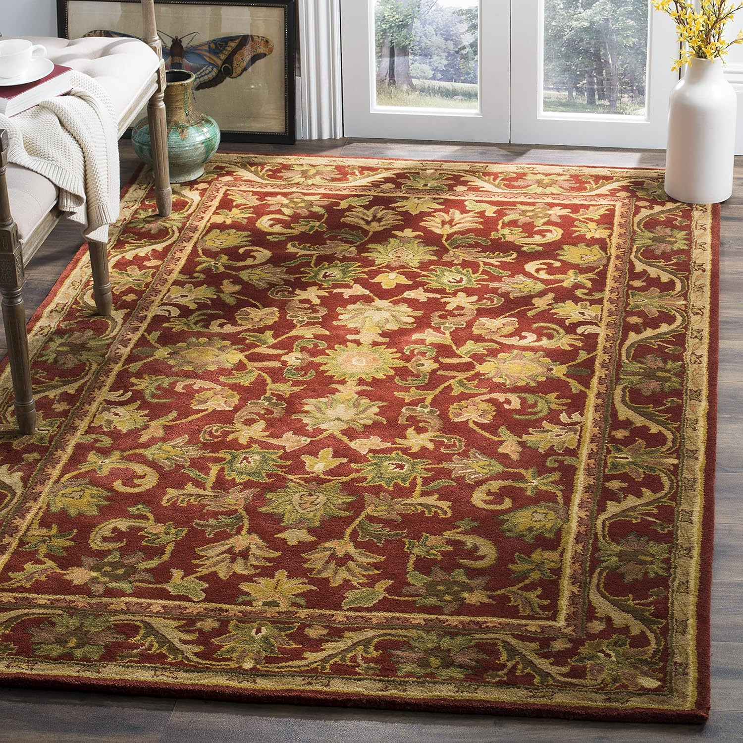Handmade Red Oriental Accent Rug 3′ x 5′ for High Traffic Areas