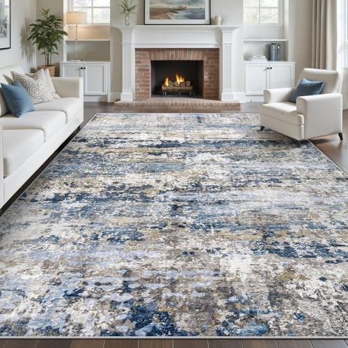 Area Rugs 8×10 for Living Room: Washable Rug Modern Abstract Neutral Soft Non