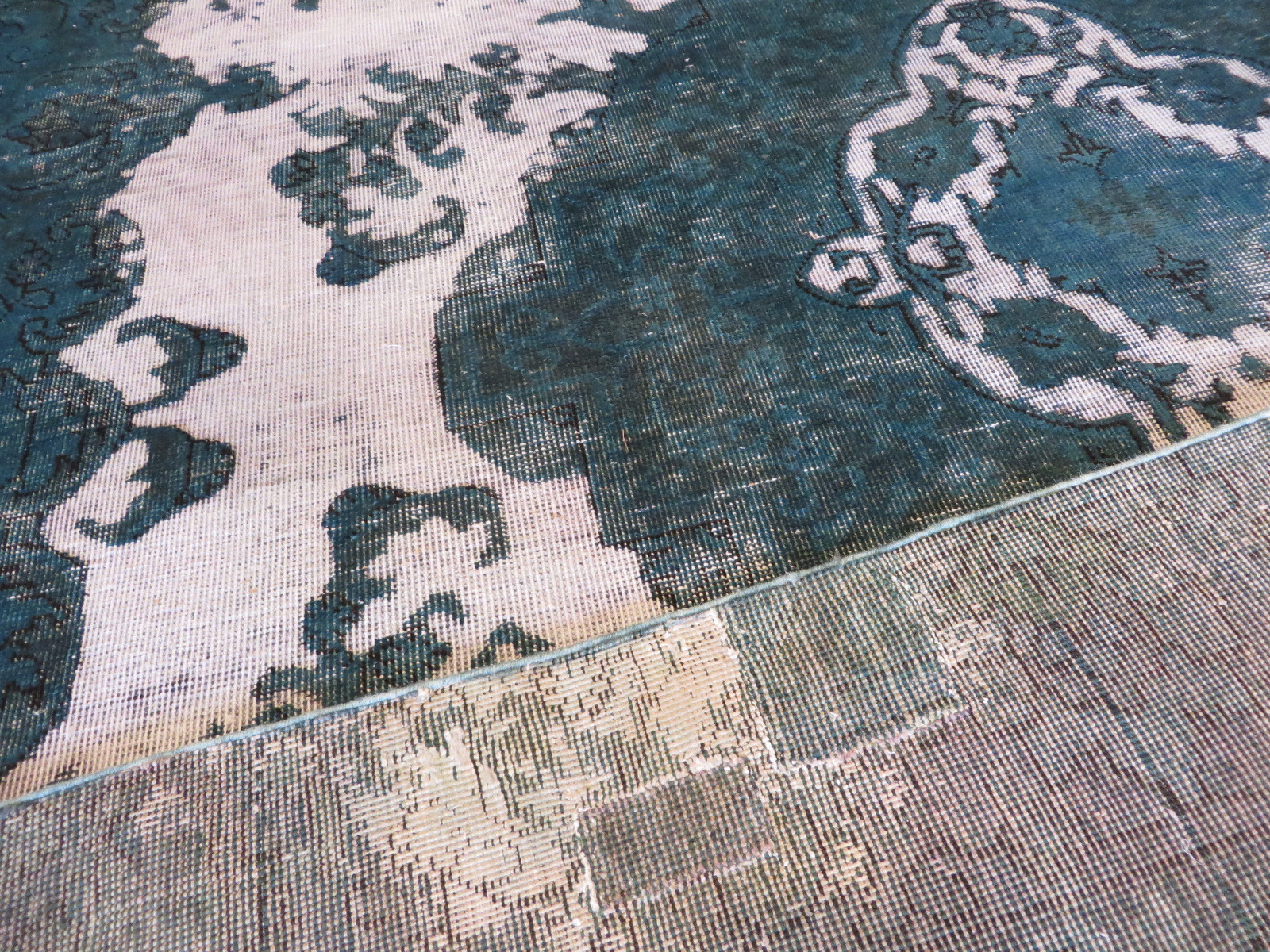 8’11 X 11’10 Hand Knotted Silver & Teal Overdyed Vintage Oriental Rug G3382