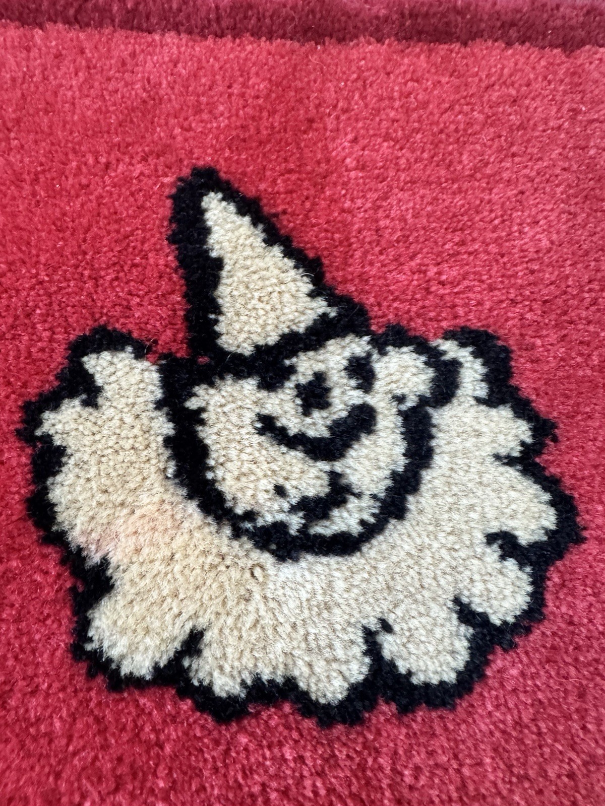 Small Vintage Herge Tintin Kids Wool Rug Rectangle Red Beige Tan Black 24×34