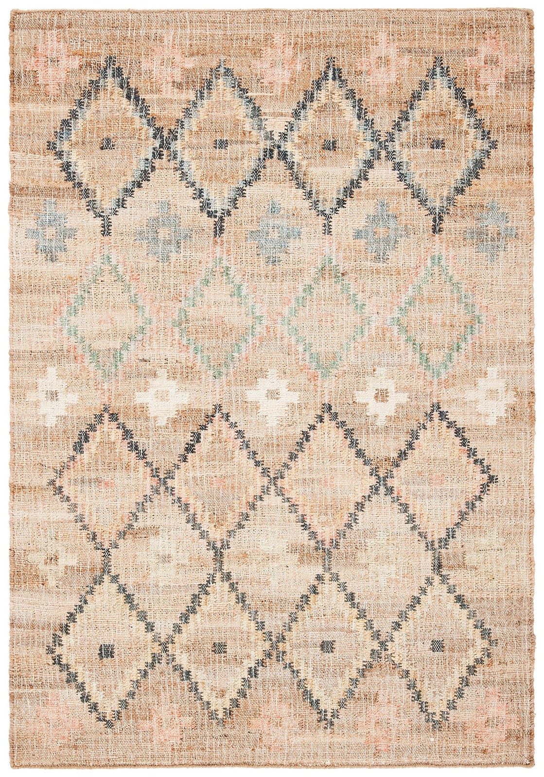 Kilim Collection Accent Rug – 2′ x 3′, Natural & Blue, Handmade Moroccan Boho…