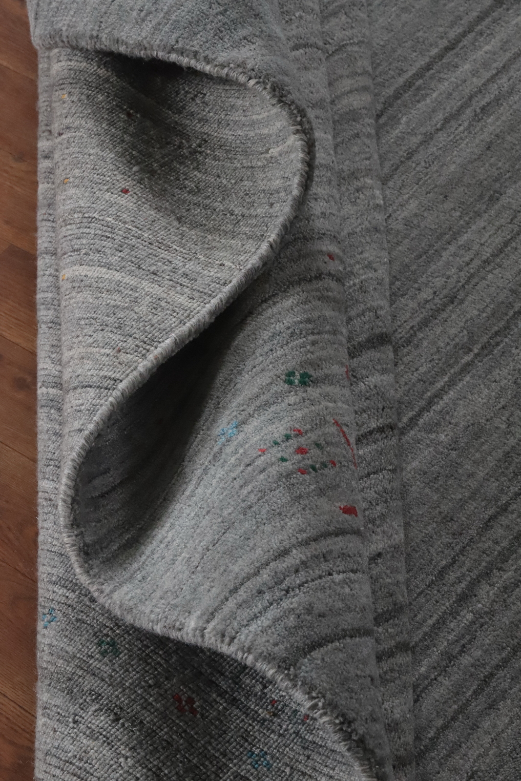 Unique Vibrant Living Room Rug Gray Handmade Gabbeh 9×11 ft for Living Room