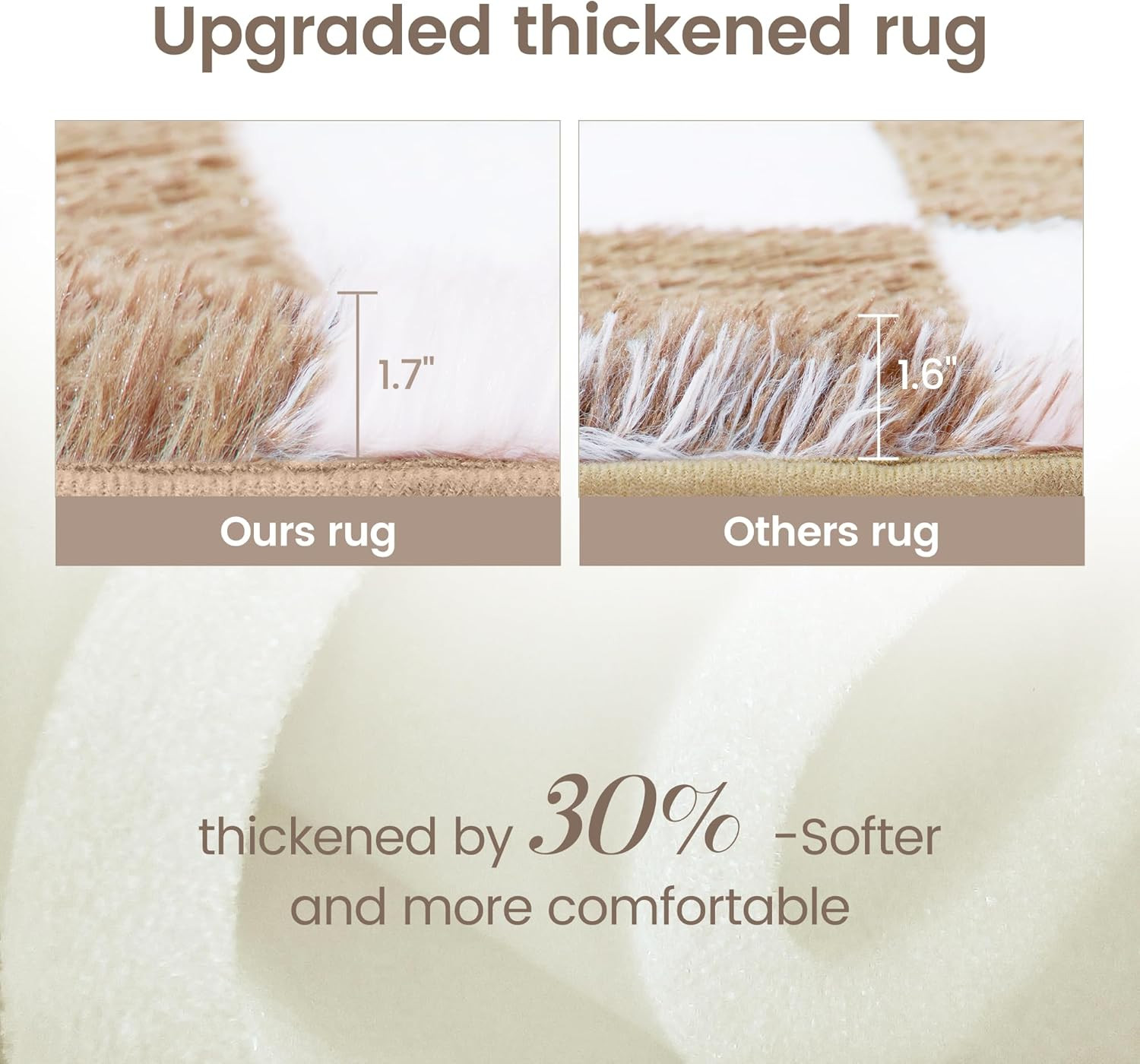 Cozy 6×9 Ft Beige & White Checkered Shag Rug for Bedroom & Living Room