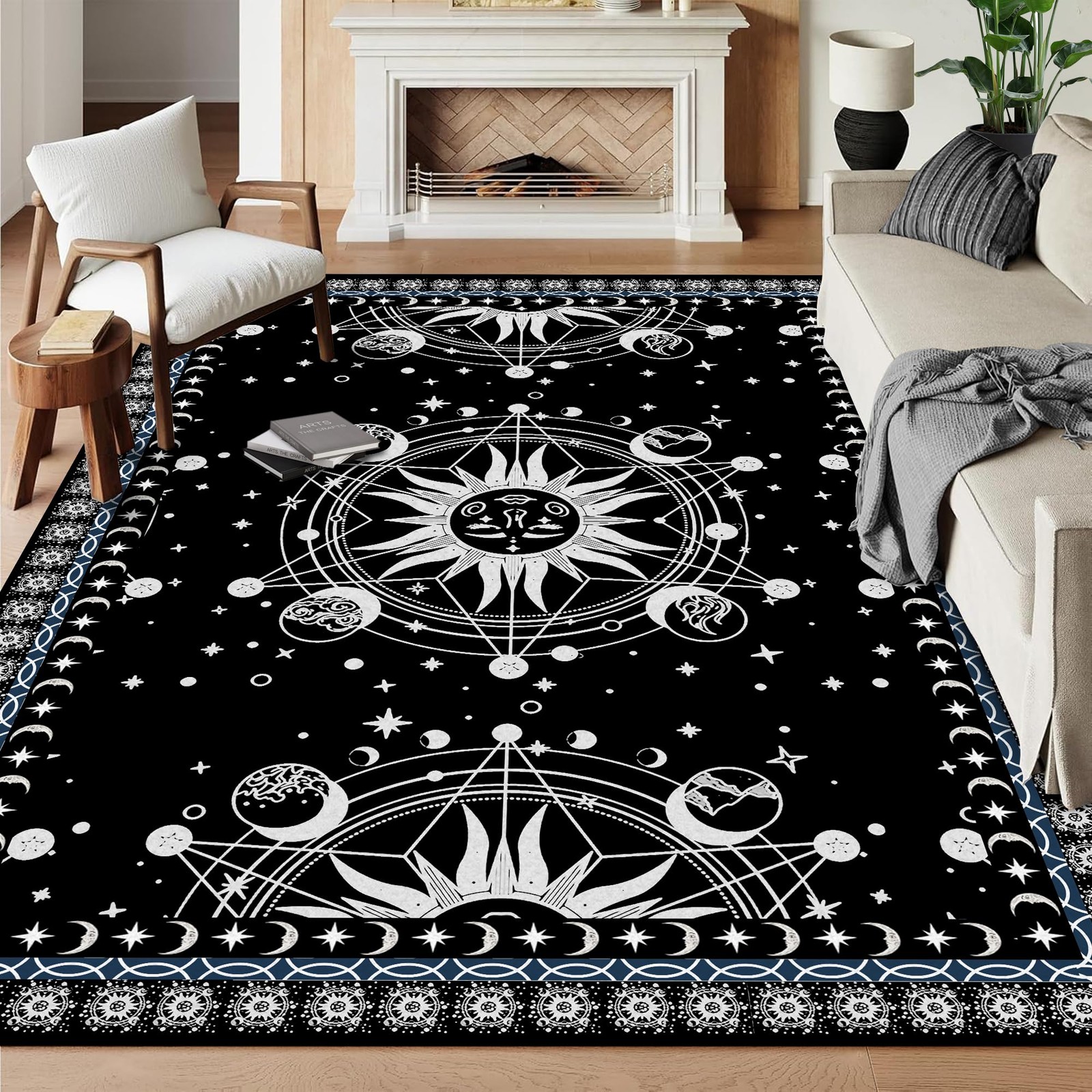 Ceryuee 5 X 7 Sun And Moon Rug Boho Celestial Area Rugs For Bedroom Dorm Living