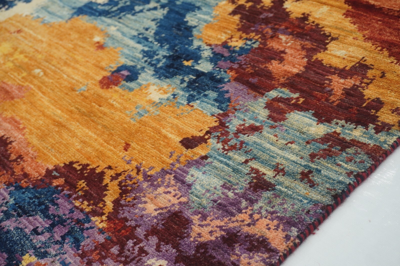 8 x 10 ft Multicolor Modern Contemporary Afghan Hand Knotted Wool Abstract Rug