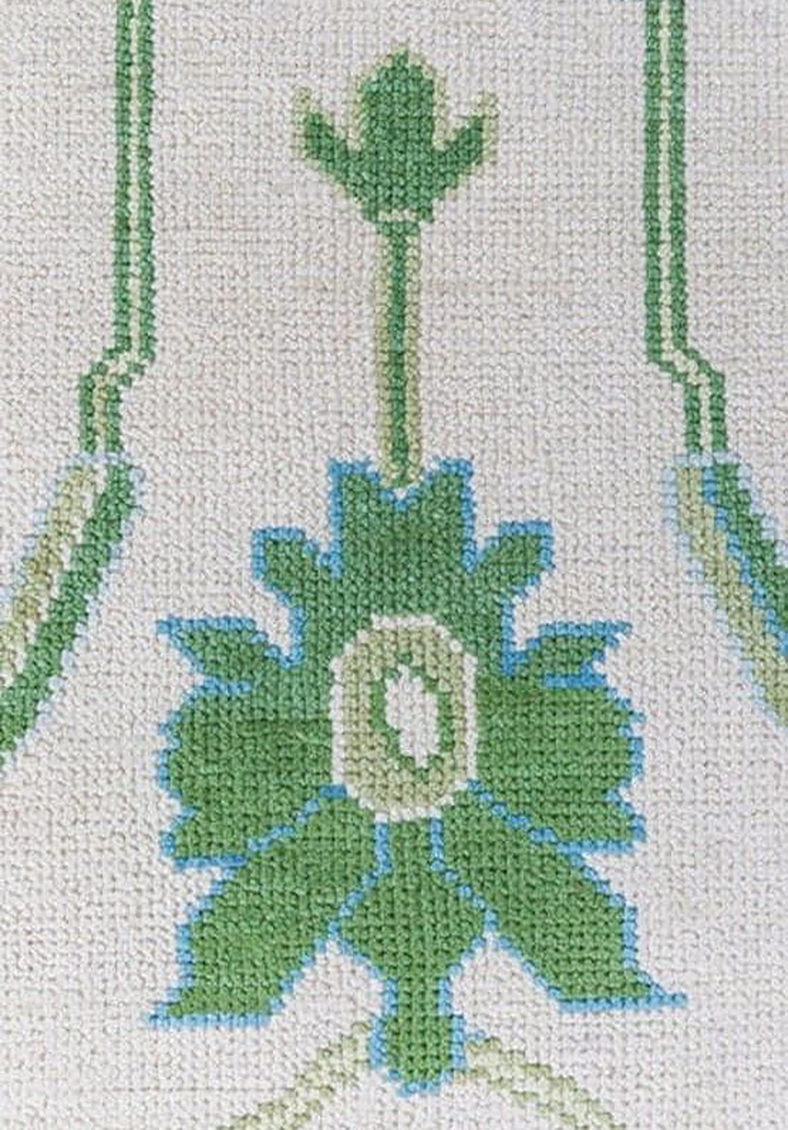 Muted Modern Oushak Hand Knotted Rug 6×9 Ivory Blue Wool Floral Carpet for Home