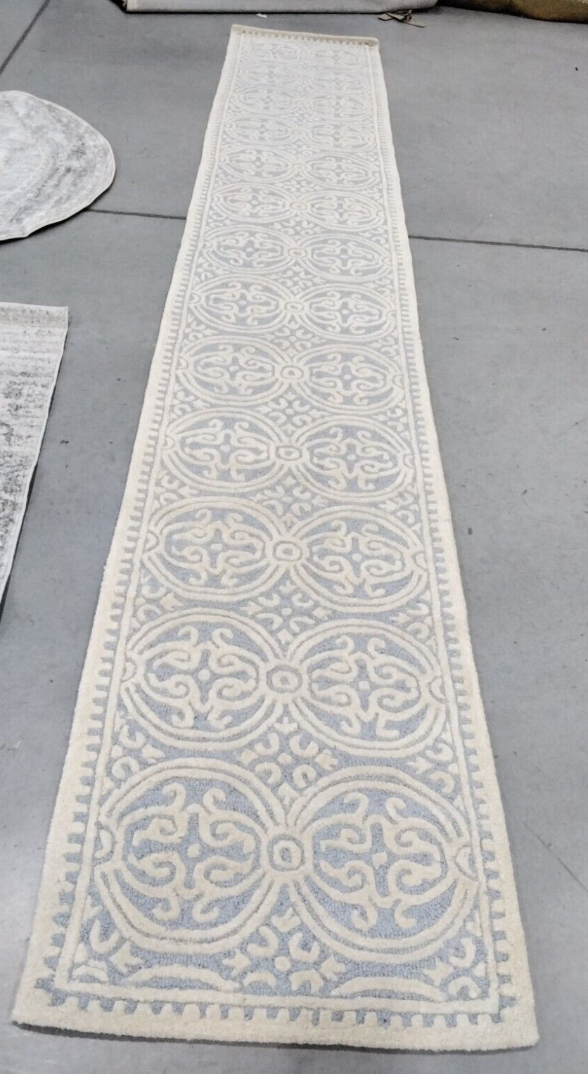 BLUE / IVORY 2′-6″ X 16′ Back Stain Rug, Reduced Price 1172733481 CAM123A-216