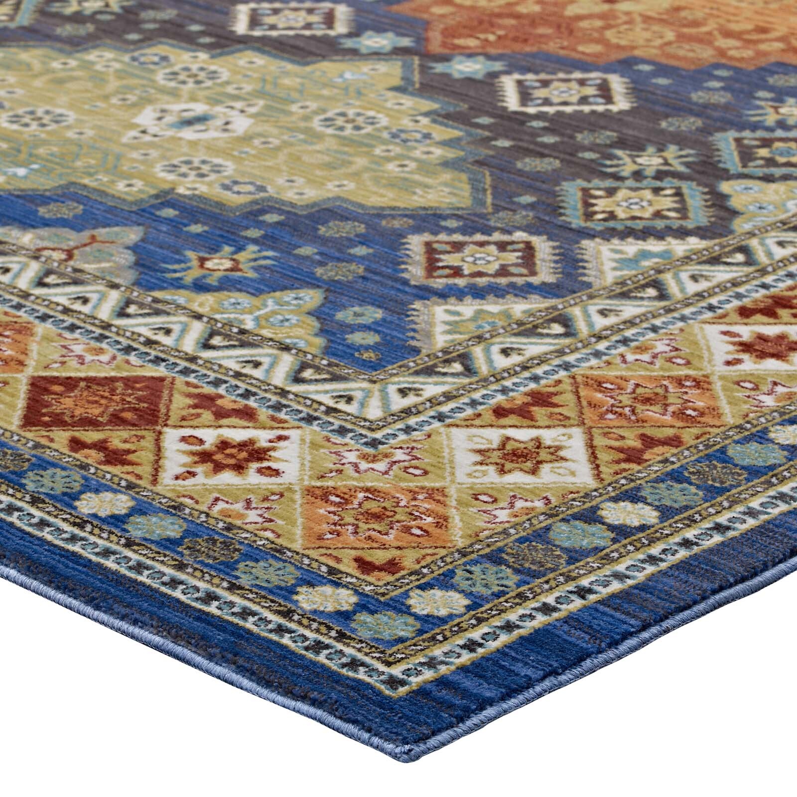 Modway Southwestern Distressed Diamond Floral 5×8 Area Rug in Multicolored
