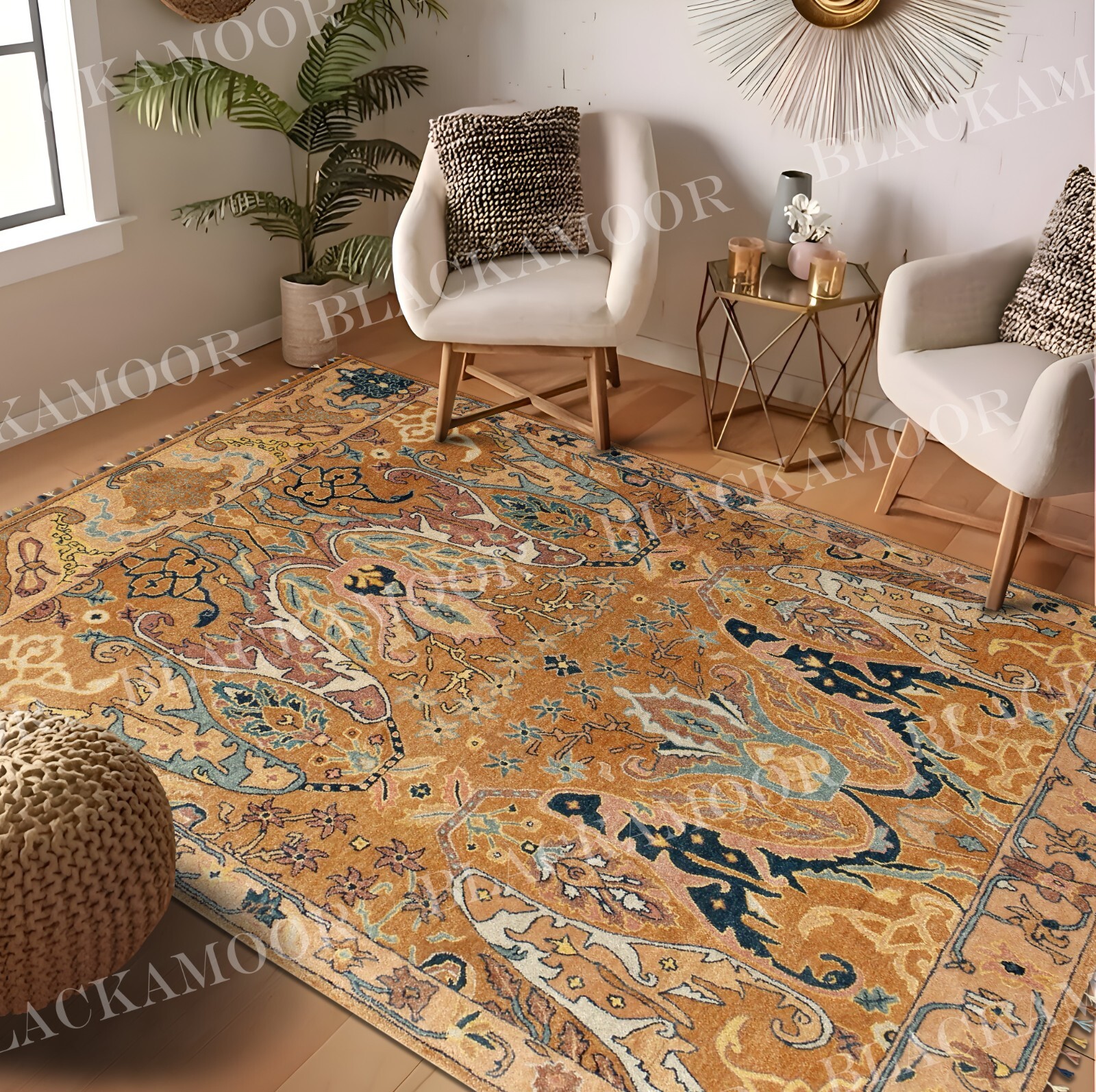 Colorromance Ekat Brown Handtufted Luxurious Area Rug 100%Wool Carpet Home Decor
