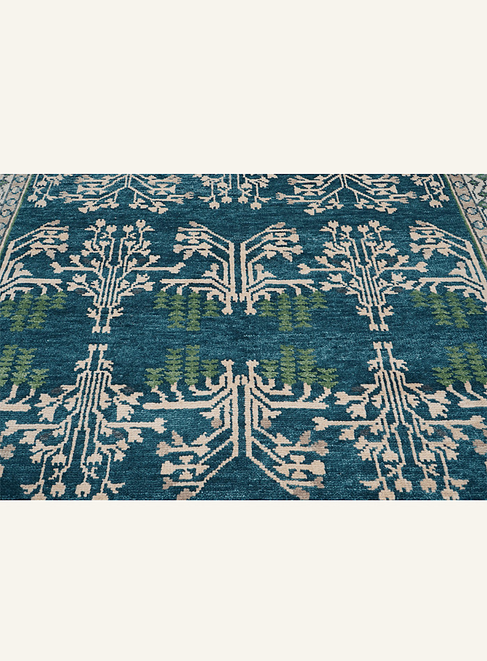 DONEGAL BRANCHES Deep Blue Hand Knotted Wool Arts & Crafts Area Rug ALL SIZES