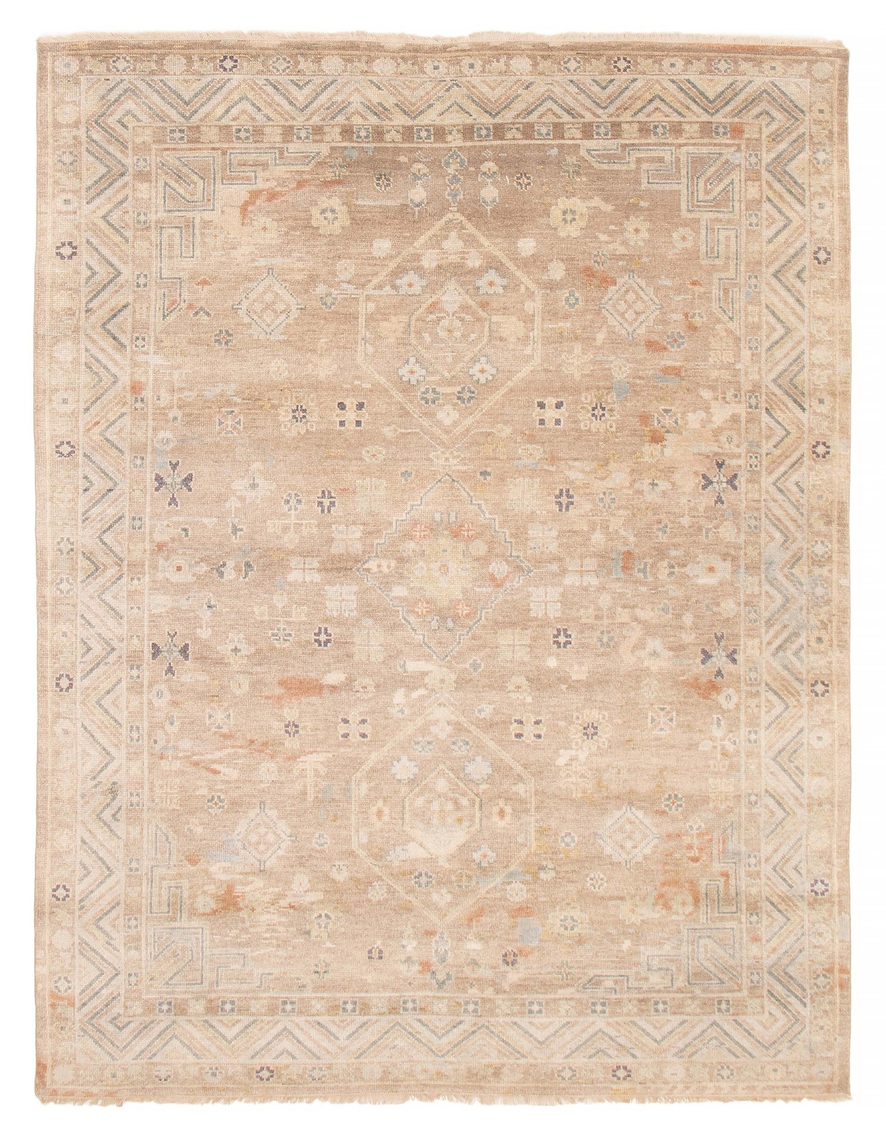 Traditional Hand-Knotted Geometric Area Rug 7’9″ x 10’0″ Oriental Wool Carpet