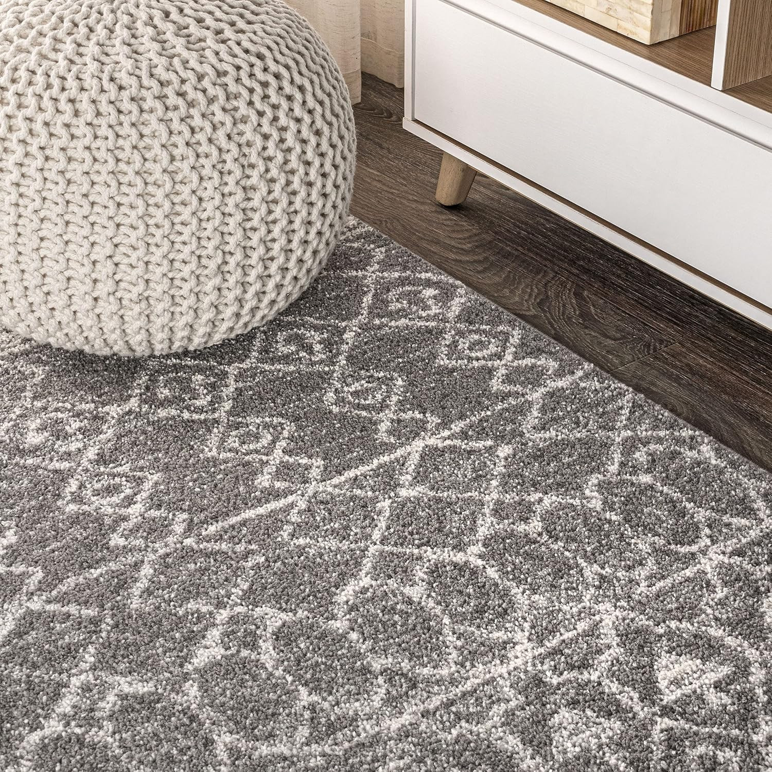 Bohemian Izil Moroccan Beni Souk Gray/Cream 8×10 Area Rug – Pet Friendly