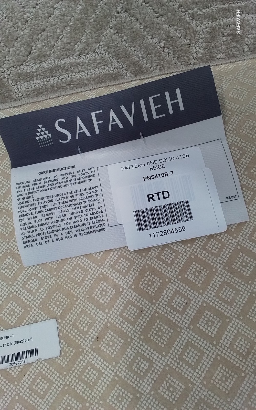 BEIGE 6′-7″ x 9′-0″ Back Stain Rug, Reduced Price 1172804559 PNS410B-7