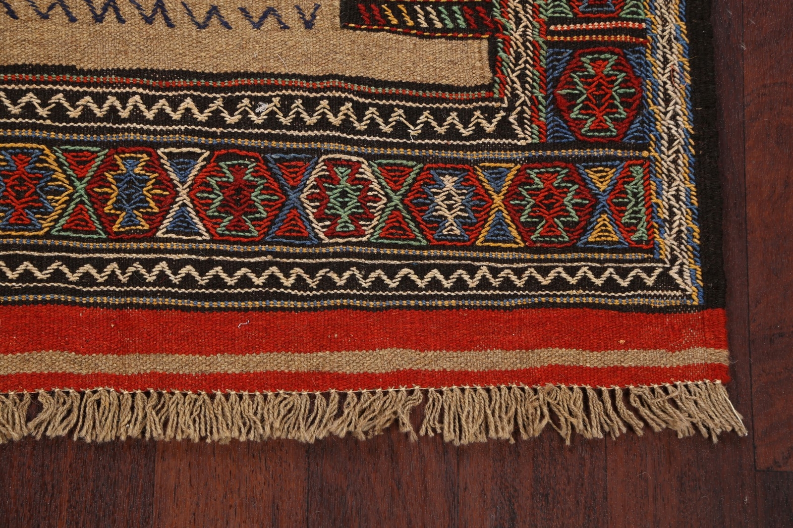 Geometric Sumak Kilim Traditional Area Rug Hand-Woven Wool Oriental 3’x6′ Carpet
