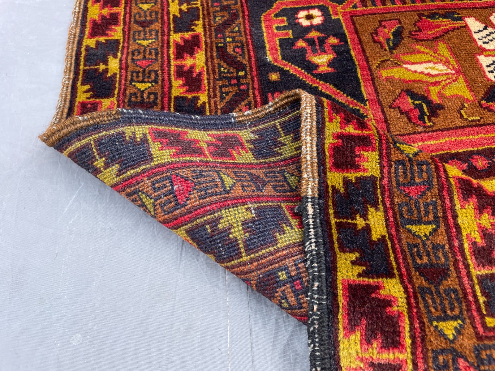 3×5 Handmade Baluchi Pictorial Floral Rug Vintage Tribal Wool Accent Carpet