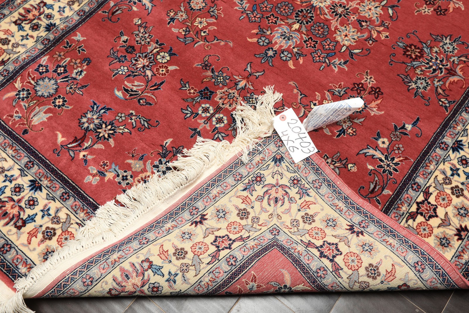 4×6 Hand Knotted New Zealand Wool Rose, Ivory PakPersian 250 KPSI Saroukk Rug