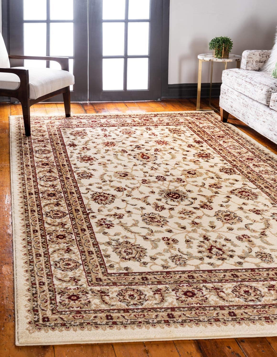 Elegant Ivory/Gold Traditional Oriental Area Rug 9′ x 12′ Rectangular