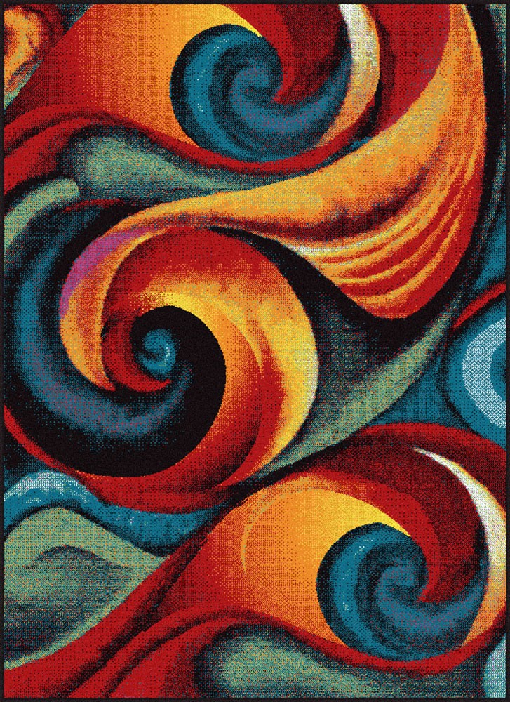 2×7 Multi-Color Curves Swirls Curls Abstract Runner SMP1001 – Aprx 2′ 7″ x 7′ 3″