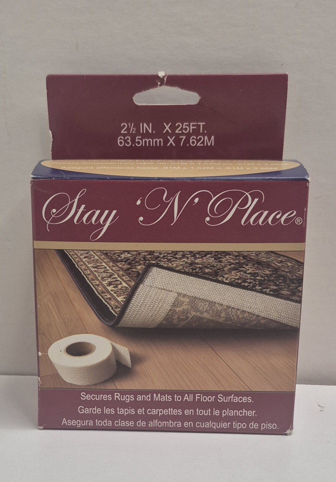 Stay N Place Rug Gripper Tape for Area Rugs and Runners, 2.5″ x 25′ TWO rolls
