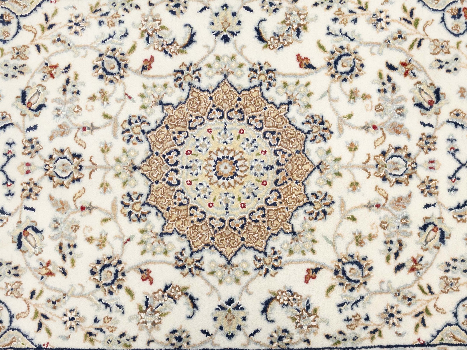 3×5 ft Indo-Nain Ivory Oriental Rug Floral Medallion Small Décor Carpet