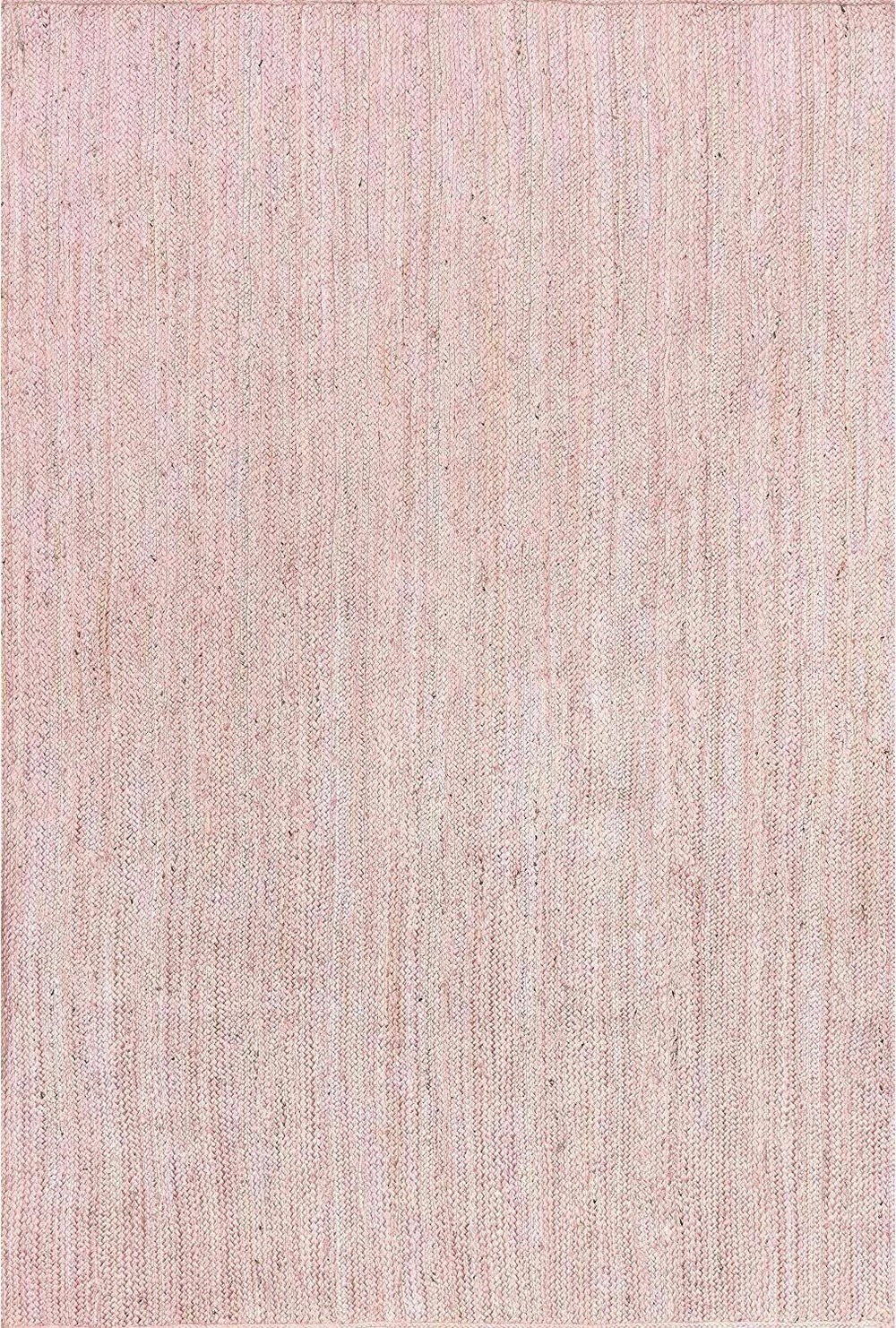 Pink Jute Braided Rectangle Rug Natural Handmade Area Carpet Boho Farmhouse Home