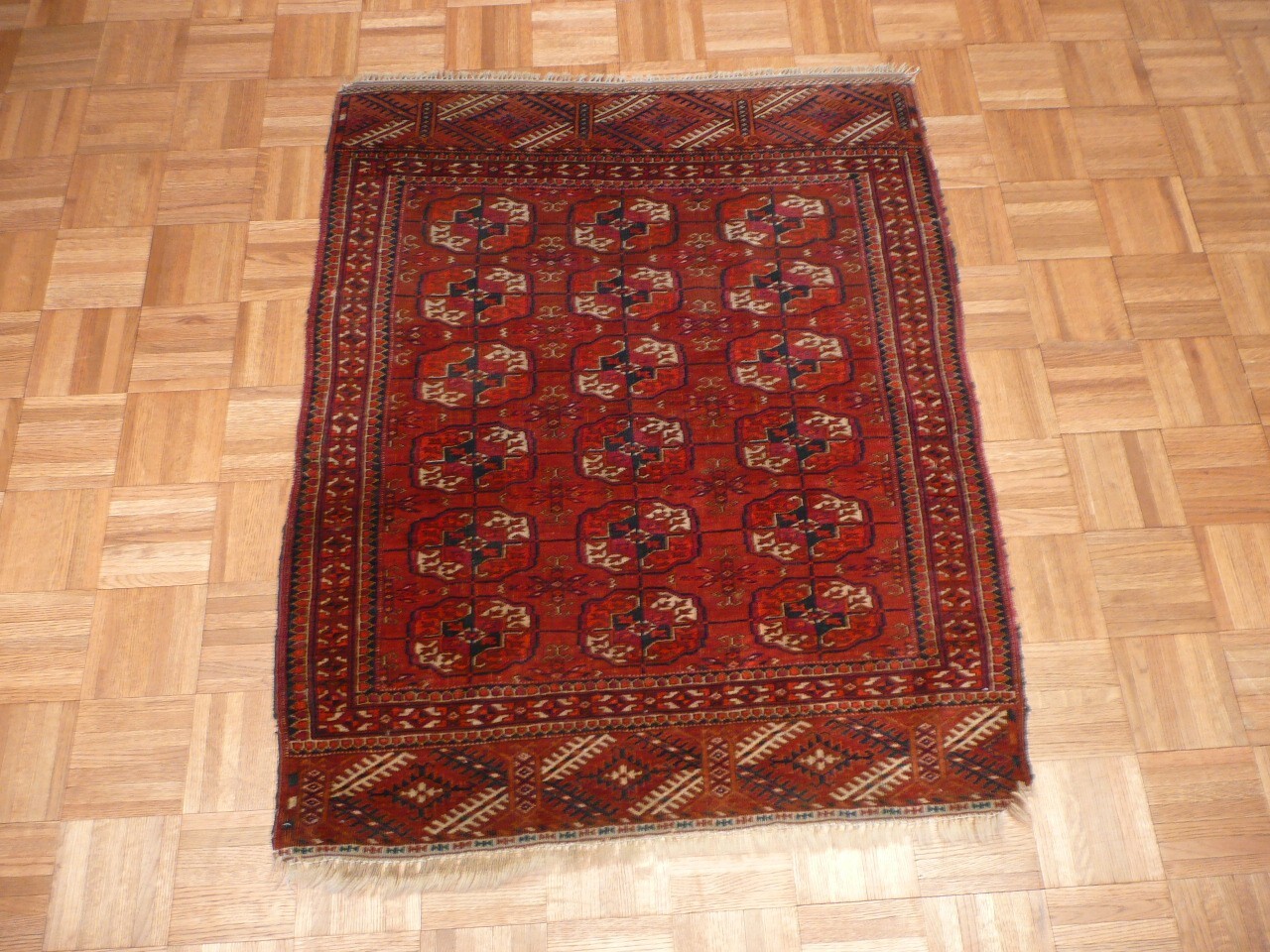 3’2 X 4’2 Hand Knotted Red Antique Fine Bokara Oriental Rug G1914