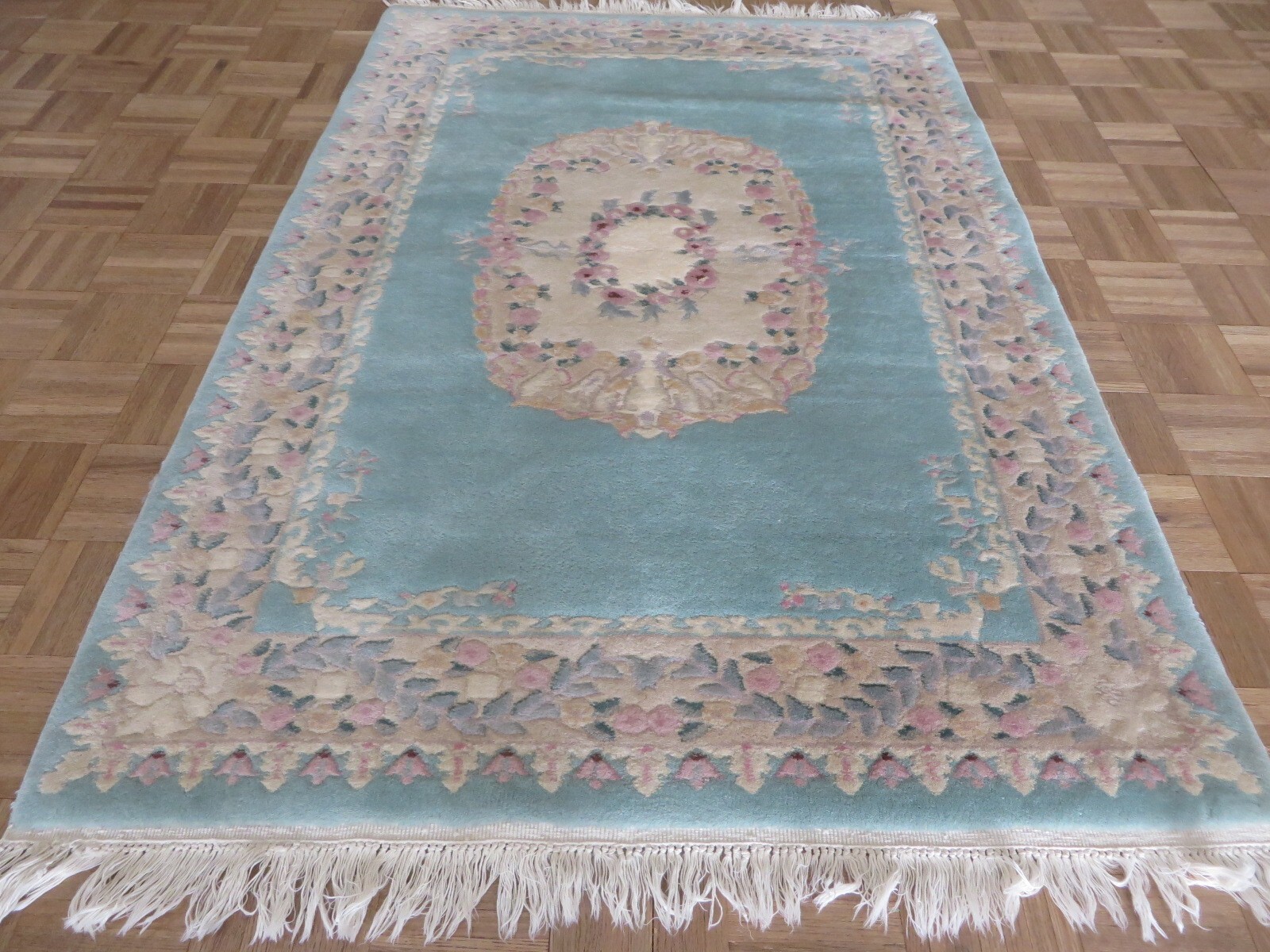 4 X 6 Hand Knotted Light Green Kirman Oriental Rug G15490