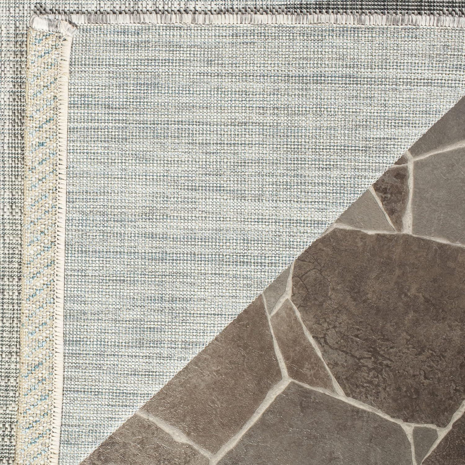 8′ x 11′ Grey/Turquoise Waterproof Indoor/Outdoor Area Rug for Patio & Mudroom