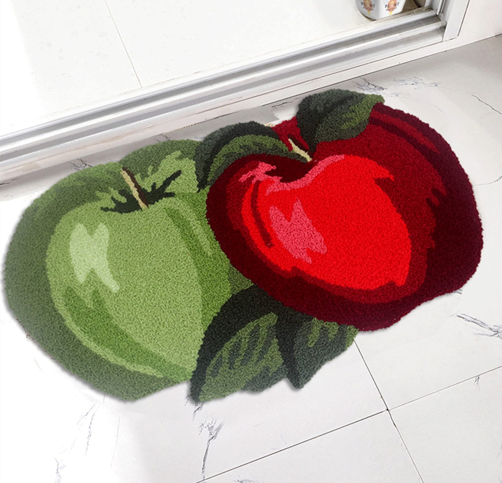 MODERN FRUIT SHAPED AREA RUG RED & GREEN 17.7″ X 31