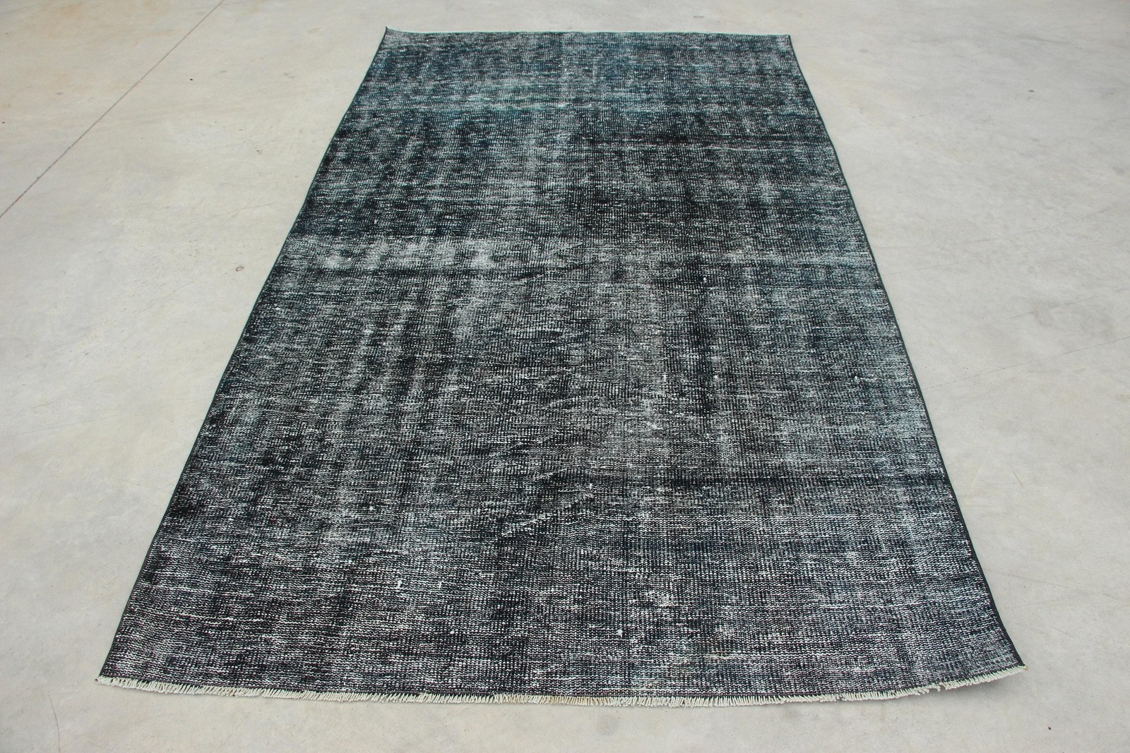 4,8×8,2 ft Rug, Turkish Vintage Area Rug, Black Wool Rug