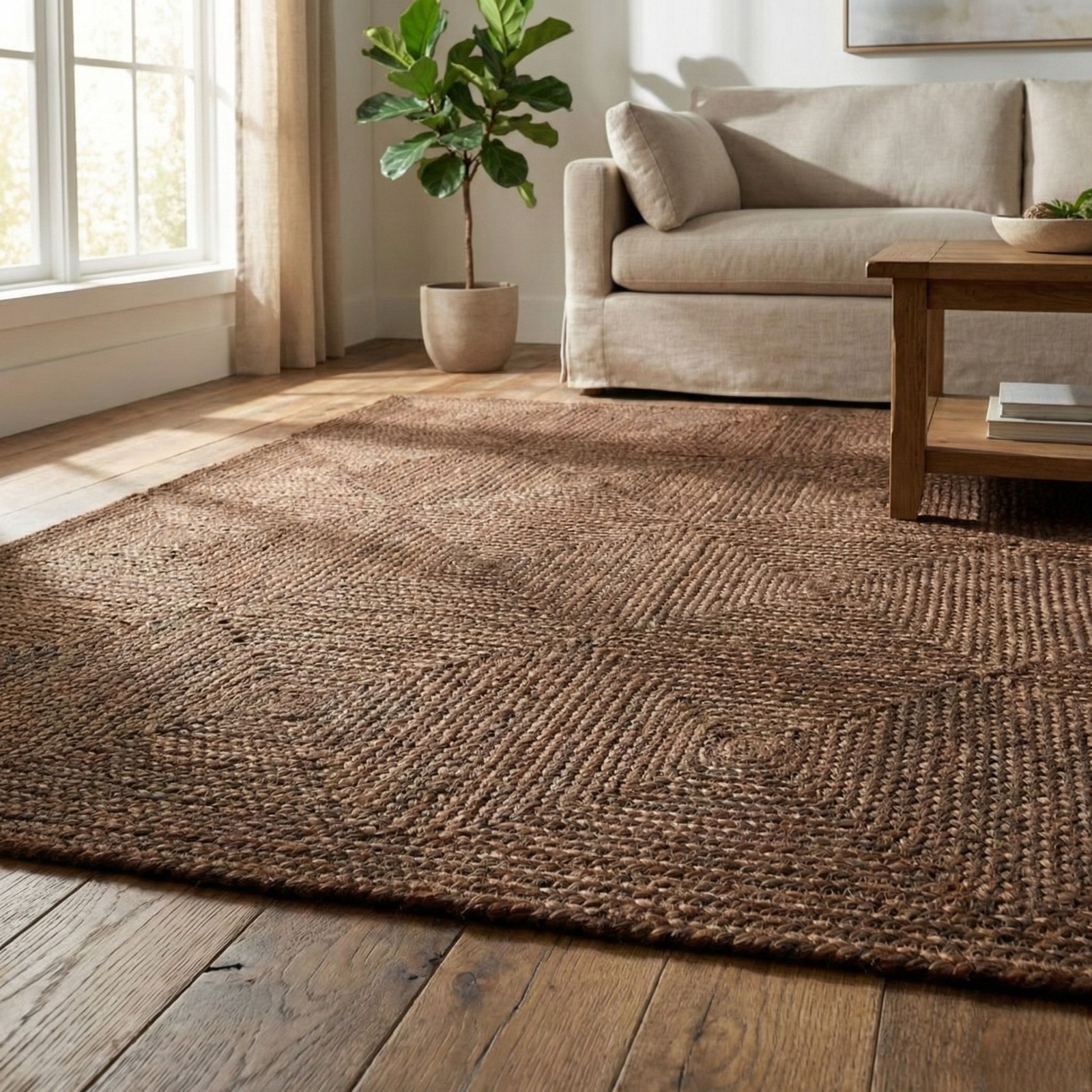 Handwoven Jute Runner Rug Rustic Natural Boho Hallway Carpet