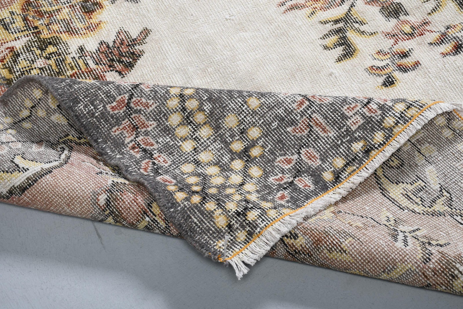 Turkish Large Rug 6,3×9,6 ft (191×293 cm), Vintage Brown Floral Rug