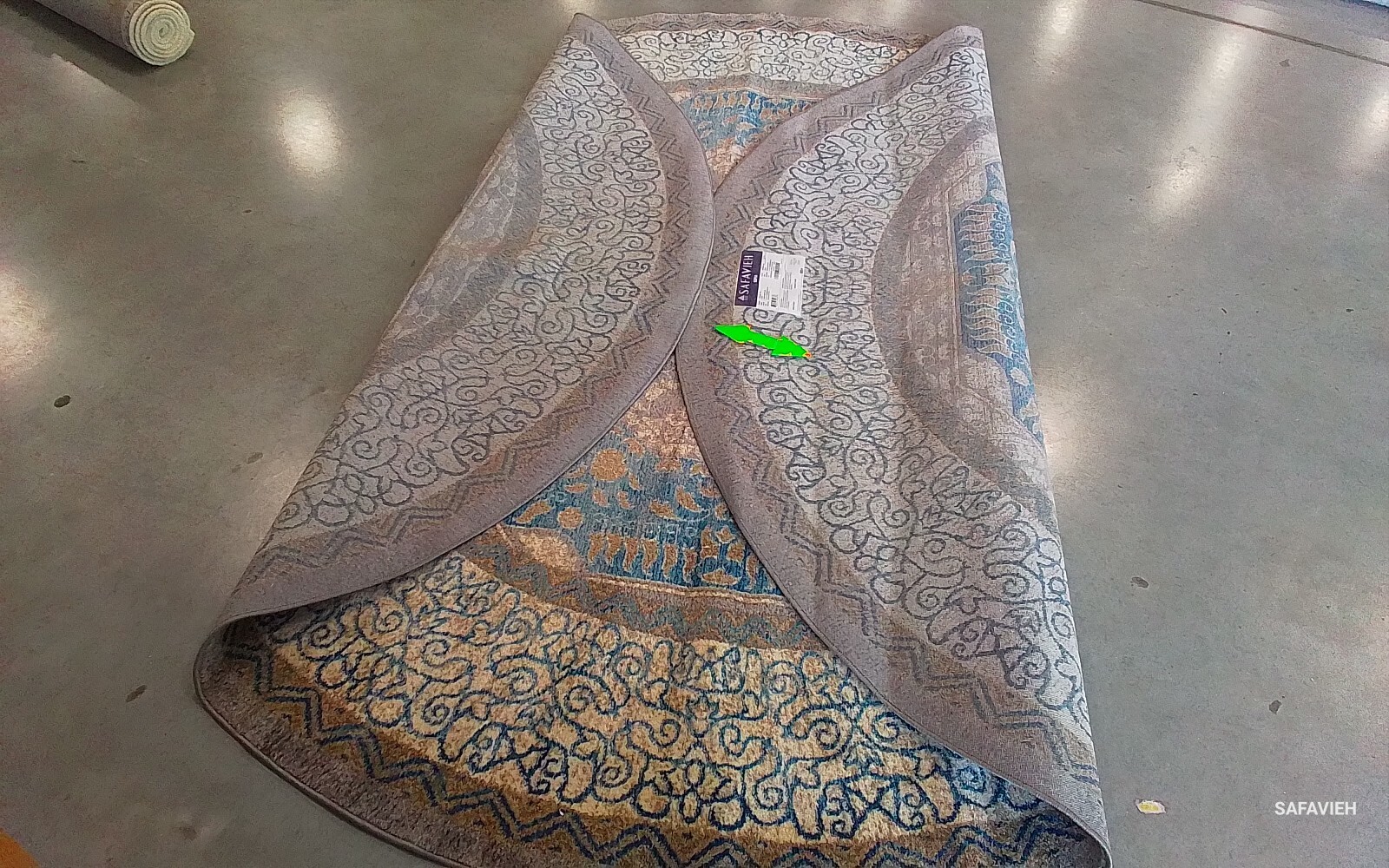 LT GREY / BLUE 9′-0″ x 9′-0″ Back Stain Rug, Reduced Price 1172761250 SOF365A-9R