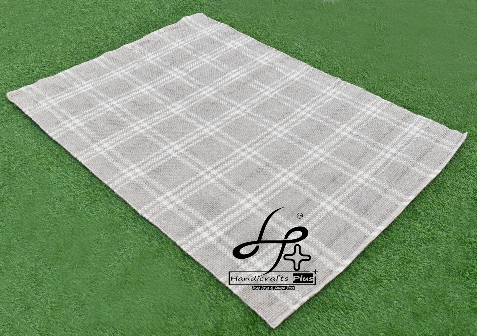 5×7.5 Ft. Rug Indian Mat Gypsy Runner Grey & White Carpet Turkish Woven Dhurrie