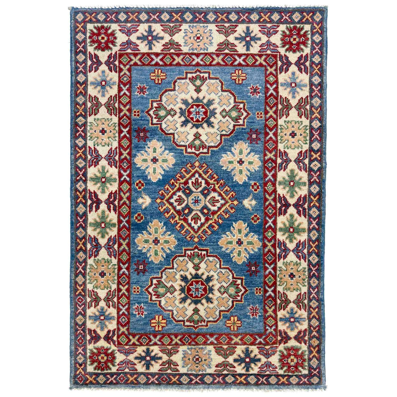 Entrance Rug Hand Made Kazak Oriental Rug Blue Afghan Area Rug 2’8×4’0 Ft R37705