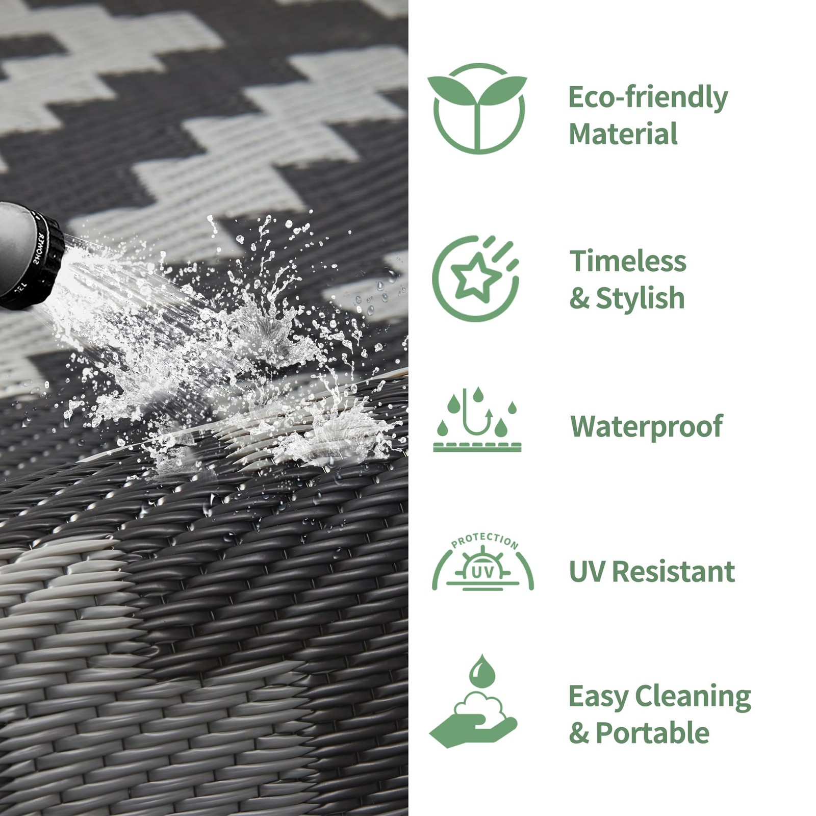 Outdoor Patio Rug 5×8 Waterproof Mat RV Camping Deck Camper Balcony Backyard Pla