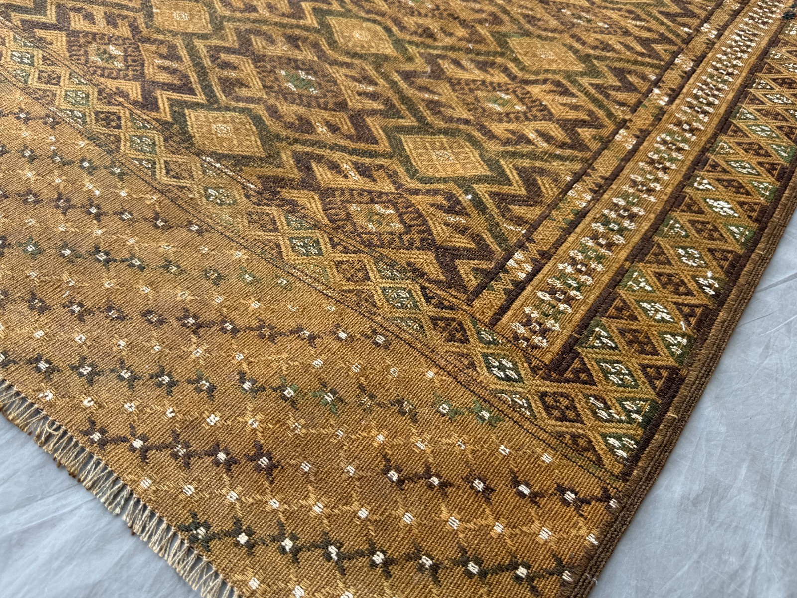 6×10 Terracotta Afghan Kilim Handwoven Wool Geometric Tribal Flatweave Carpet