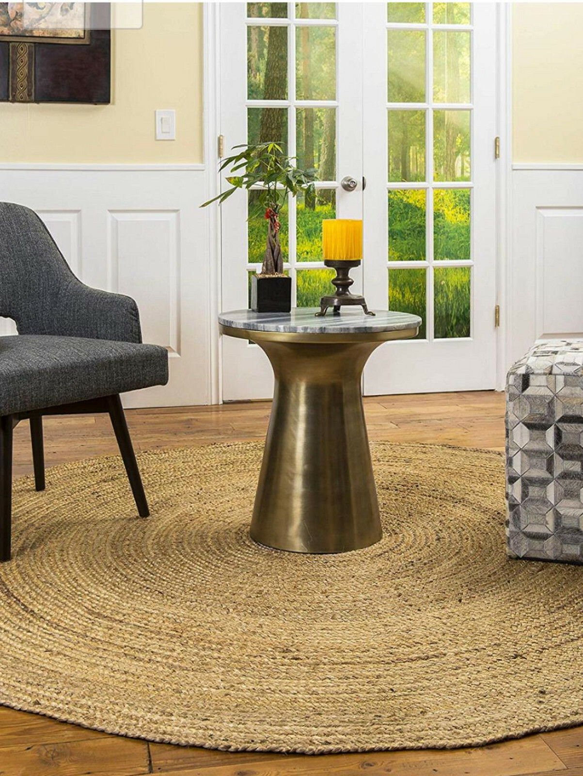 Round Rug Jute Natural Floors Handmade Natural Feet Area Carpet Reversible Rug