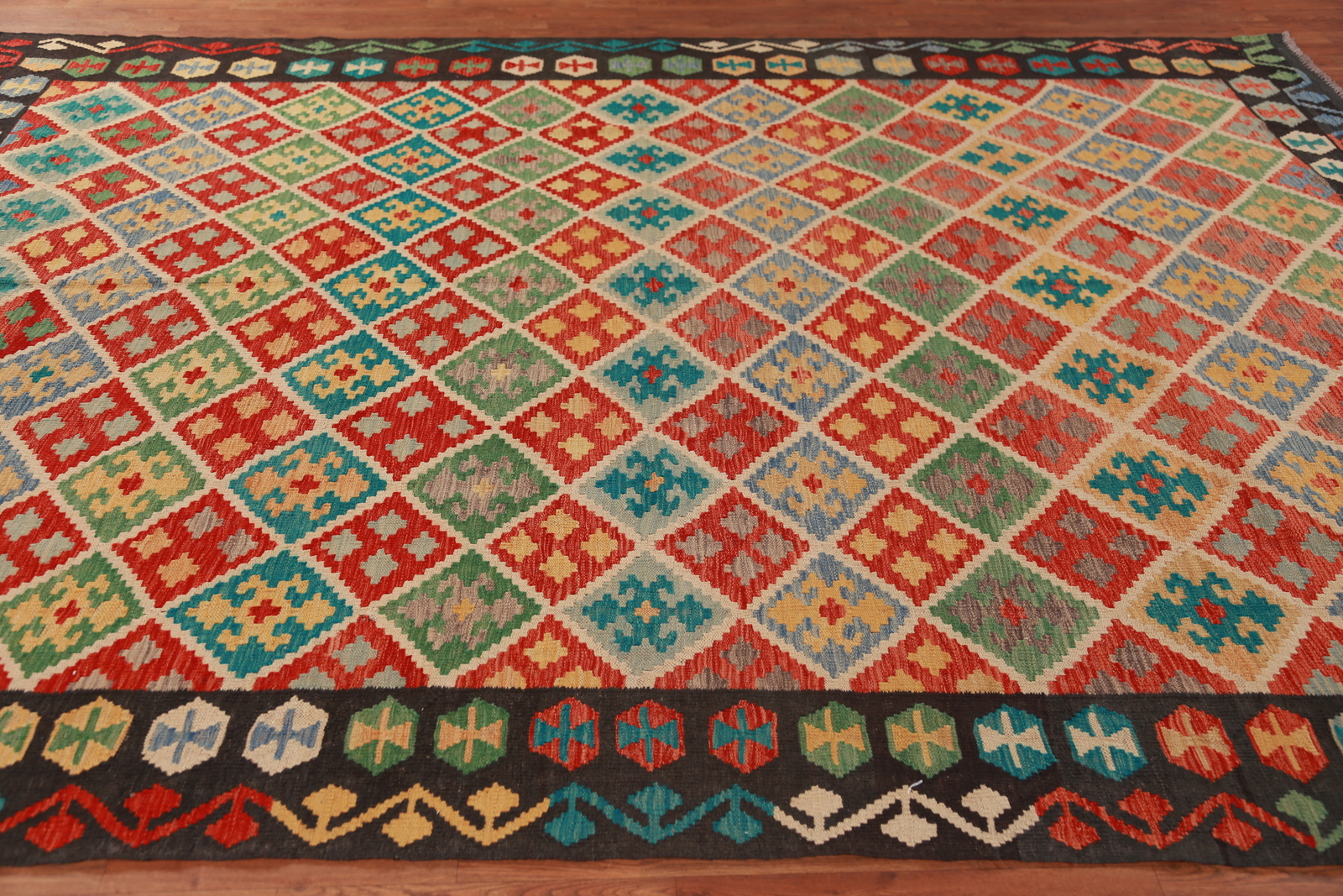 Dual-Sided Kilim Kelim Rugs Flatweave Wool Carpet 9×11 ft