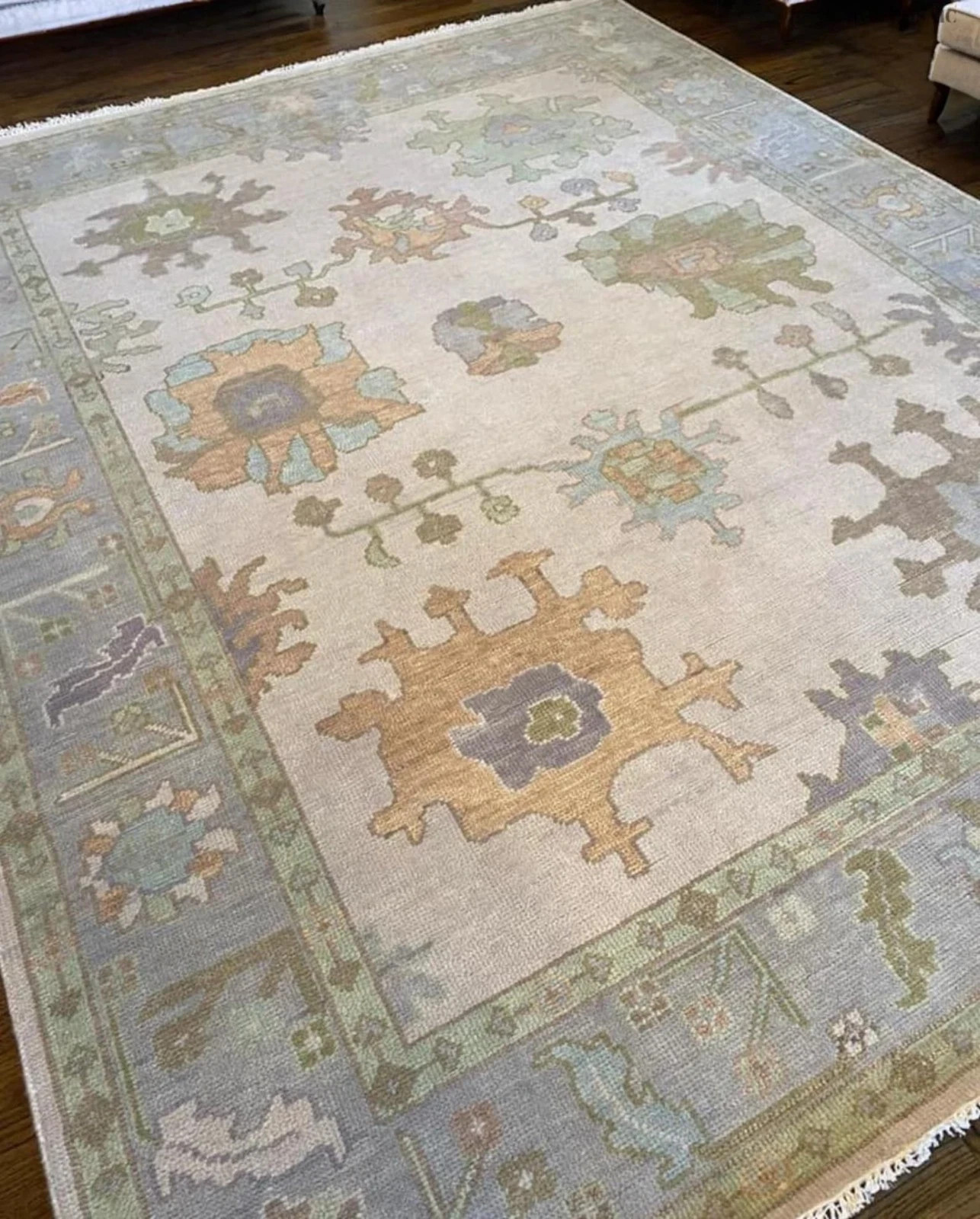 Handmade Oushak Rug Muted 8×10/9×12 Turkish Knot Area Rug Hand-Knotted Vintage