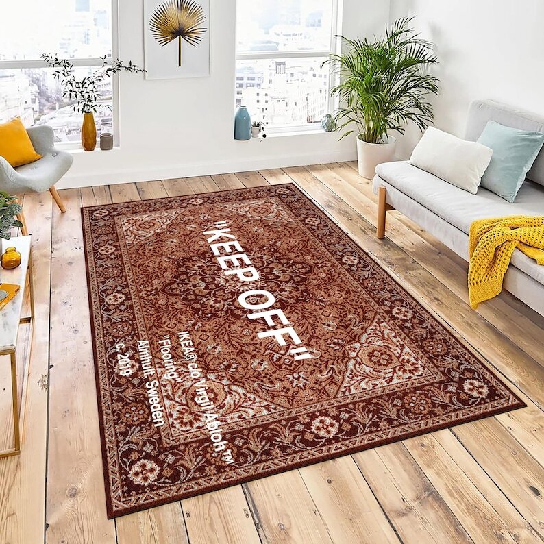 Keep Off Rug, Off White Rug, Traditional Design Carpet, Living Room Rug, Keepoff
