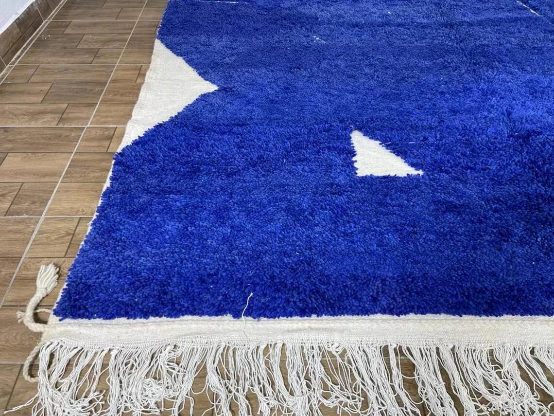 Moroccan rug blue Berber rug – Custom Moroccan rug Beni ourain rug living room