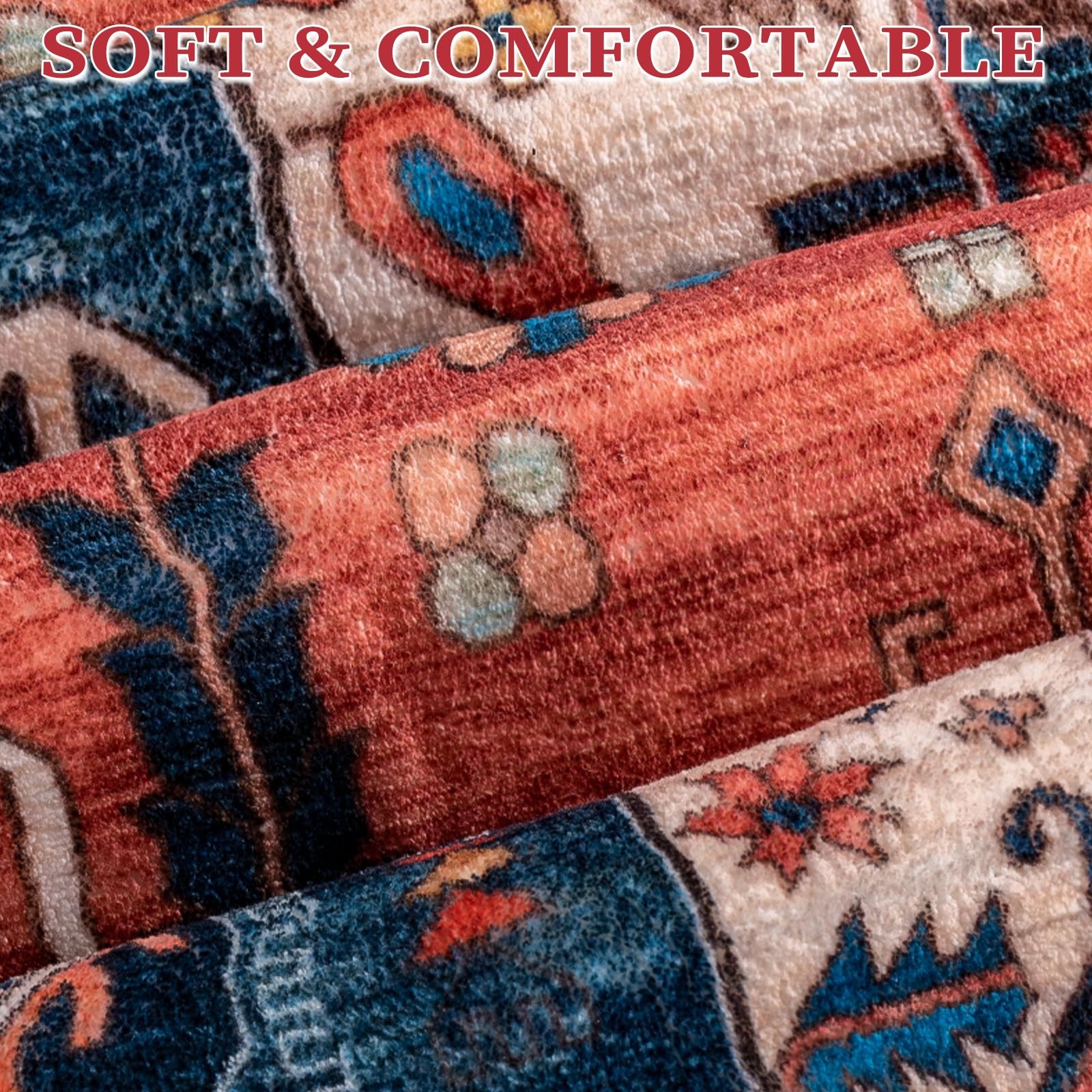 SERISSA Area Rug 4×6 Boho Rugs for Bedroom, Washable Non-Slip Living Room Rug…