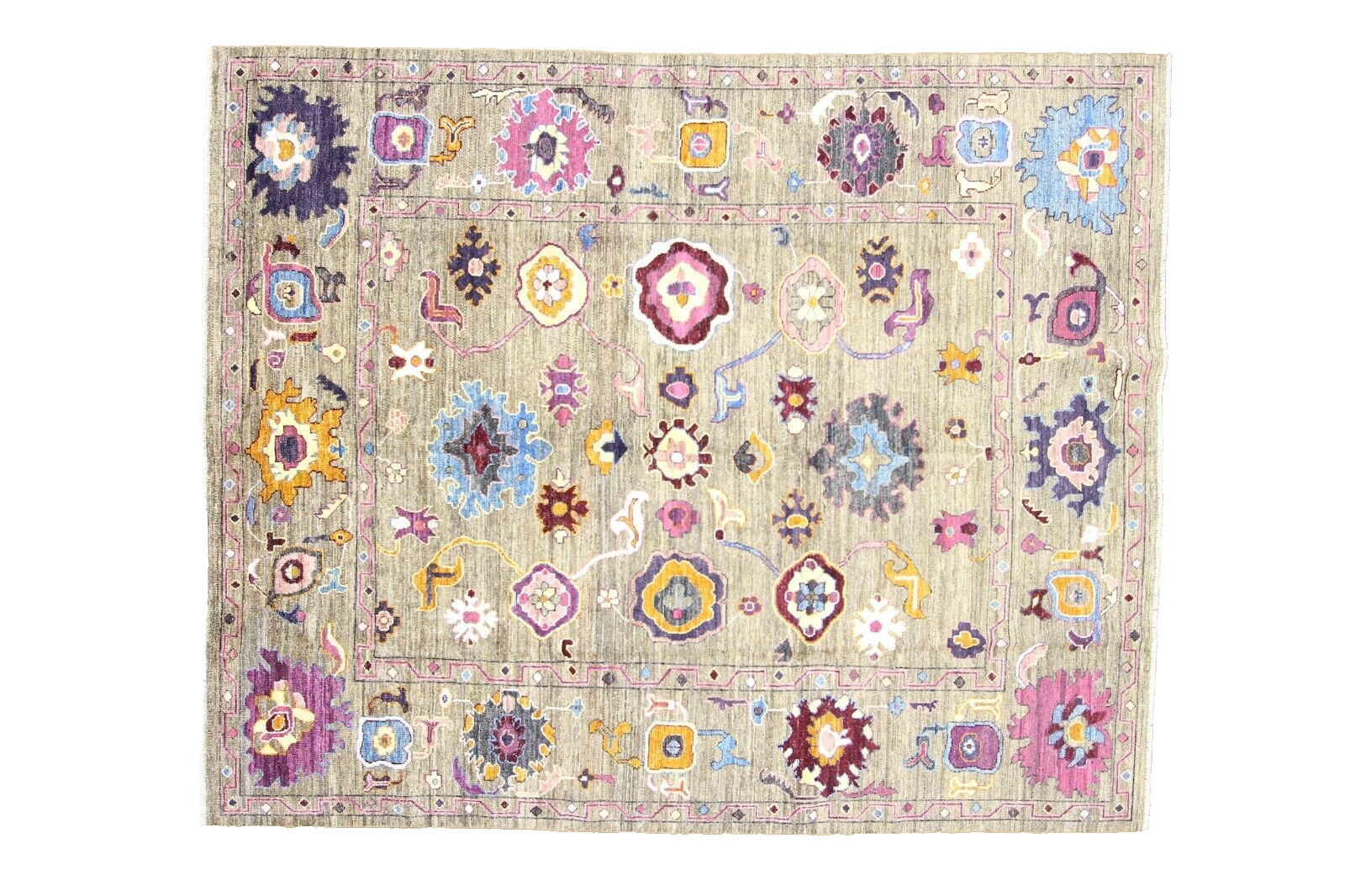 Hand-Knotted Traditional Peshawar Chobi Oushak Rug | 8″2′ x 9’10” | 100% Wool