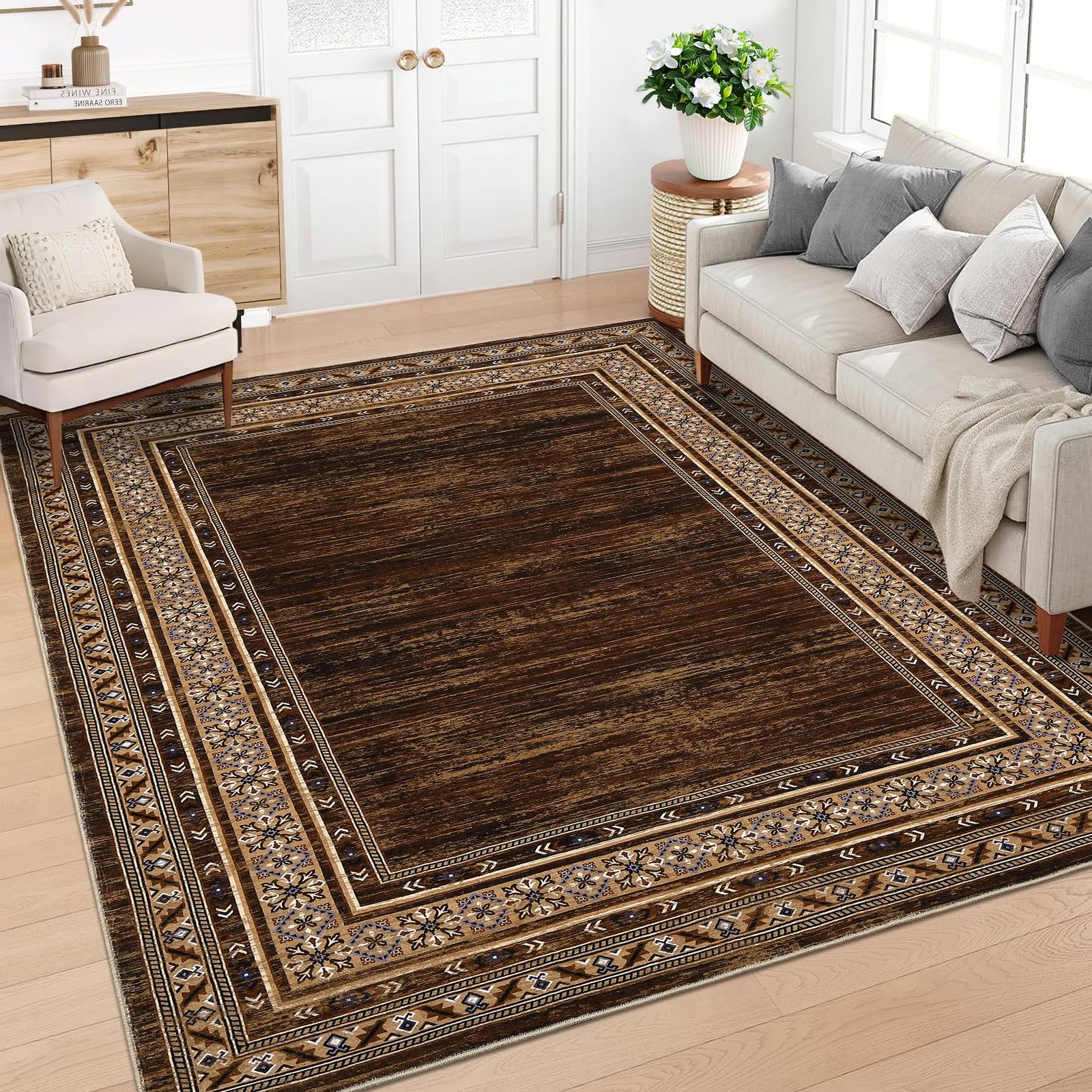 5x7ft Foldable Shag Area Rug, Soft Washable Polyester Carpet for Bedroom Dorm